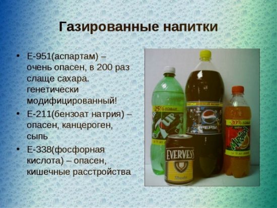 Газированные безалкогольные напитки, их состав и влияние на организм человека 